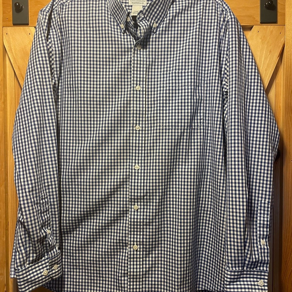 LL Bean Men's Blue Checkered cotton Shirt